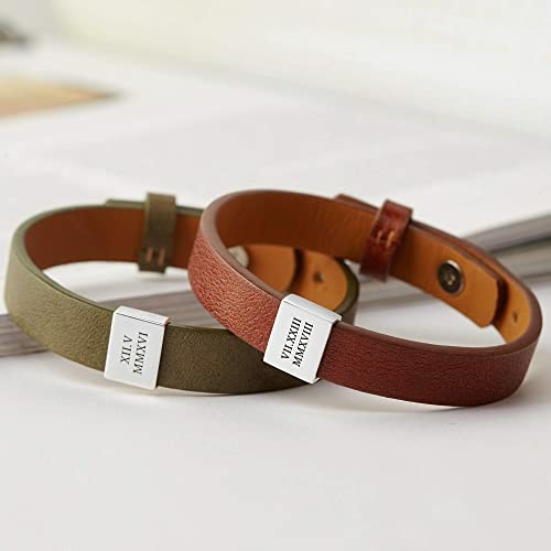 Custom Leather Bracelet Roman Numerals, Valentine Gifts for Boyfriend - Image 6