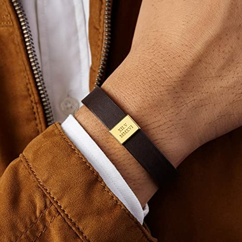Custom Leather Bracelet Roman Numerals, Valentine Gifts for Boyfriend - Image 2