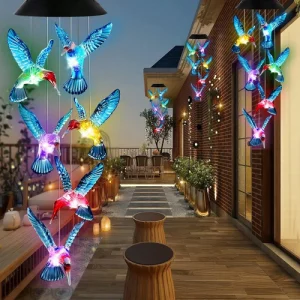 Hummingbird Solar Wind Chime Light LED Outdoor Solar Lantern