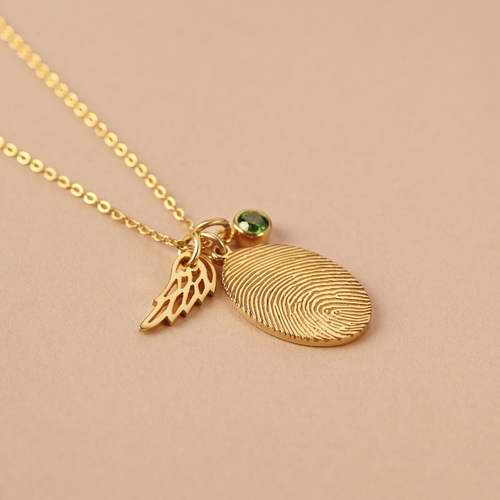 Fingerprint Necklace, Fingerprint Jewelry With Birthstone - Image 5