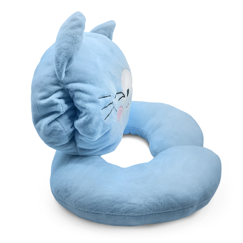 Glow in the dark Blanket, Moon Stars & Cat Neck Pillow-Blue - Image 4