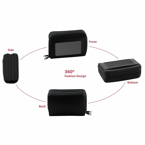 RFID Genuine Leather Credit Card Wallet for Women w/ ID Display Window - Image 4