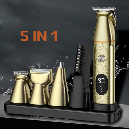 Rechargeable 5 in 1 Grooming Kit LED Display Hair Trimmer Cordless
