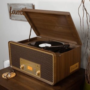Victor Monument 8-in-1 Wood Music Center with 3-Speed Turntable & Dual
