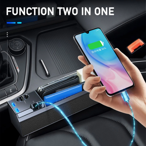 π Car Seat Gap Organizer with USB Charger β Car Seat Gap Filler Storage Box for Phone, Keys & Walletπ - Image 3