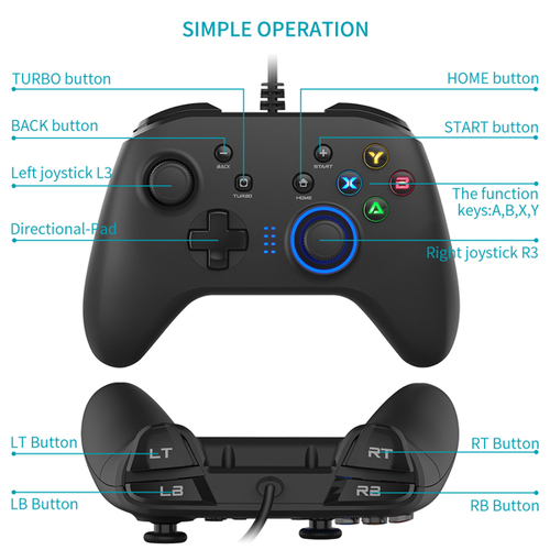 Wired Gaming Controller Joystick Gamepad with Dual-Vibration - Image 2