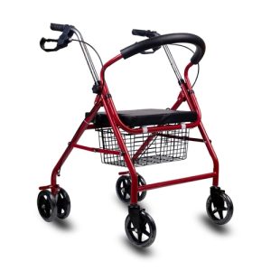 Foldable Four Wheel Walker with Seat & Brakes