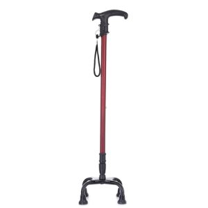 4 Leg Quadripod Adjustable Walking Stick Red