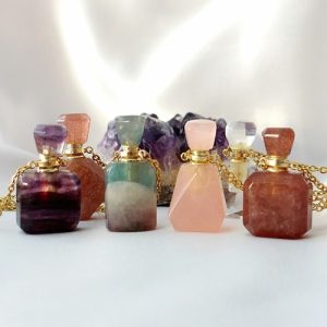 24K Gold Crystal Aroma Bottle Necklace