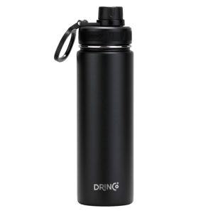 Stay hydrated with a sleek black reusable water bottle for eco-friendly drinking.
