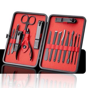 Stainless Steel Manicure and Pedicure Grooming Set – Black