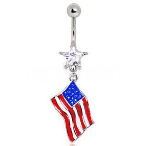 Independence Day 316L Surgical Steel USA Flag Navel Ring