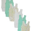 Set of six boys' printed and solid color tank tops for kids.