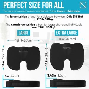 XL Memory Foam Office Chair Cushion with Lumbar Support for ergonomic comfort.