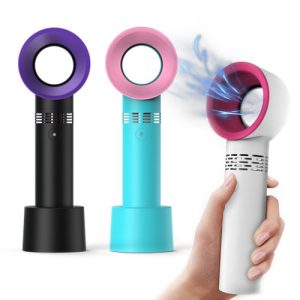 BreezeGo Rechargeable Bladeless Mini Fan – 3-Speed Portable USB Desk & Handheld Fan