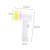 White facial cleansing brush with yellow sponge, compact and ergonomic design.