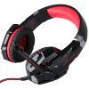 G9000 gaming headset with red LED lights and adjustable microphone for immersive gaming.