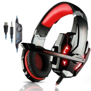 G9000 gaming headset with light mic and stereo earphones for immersive gaming.