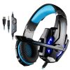G9000 gaming headset with light mic and stereo earphones in black and blue.